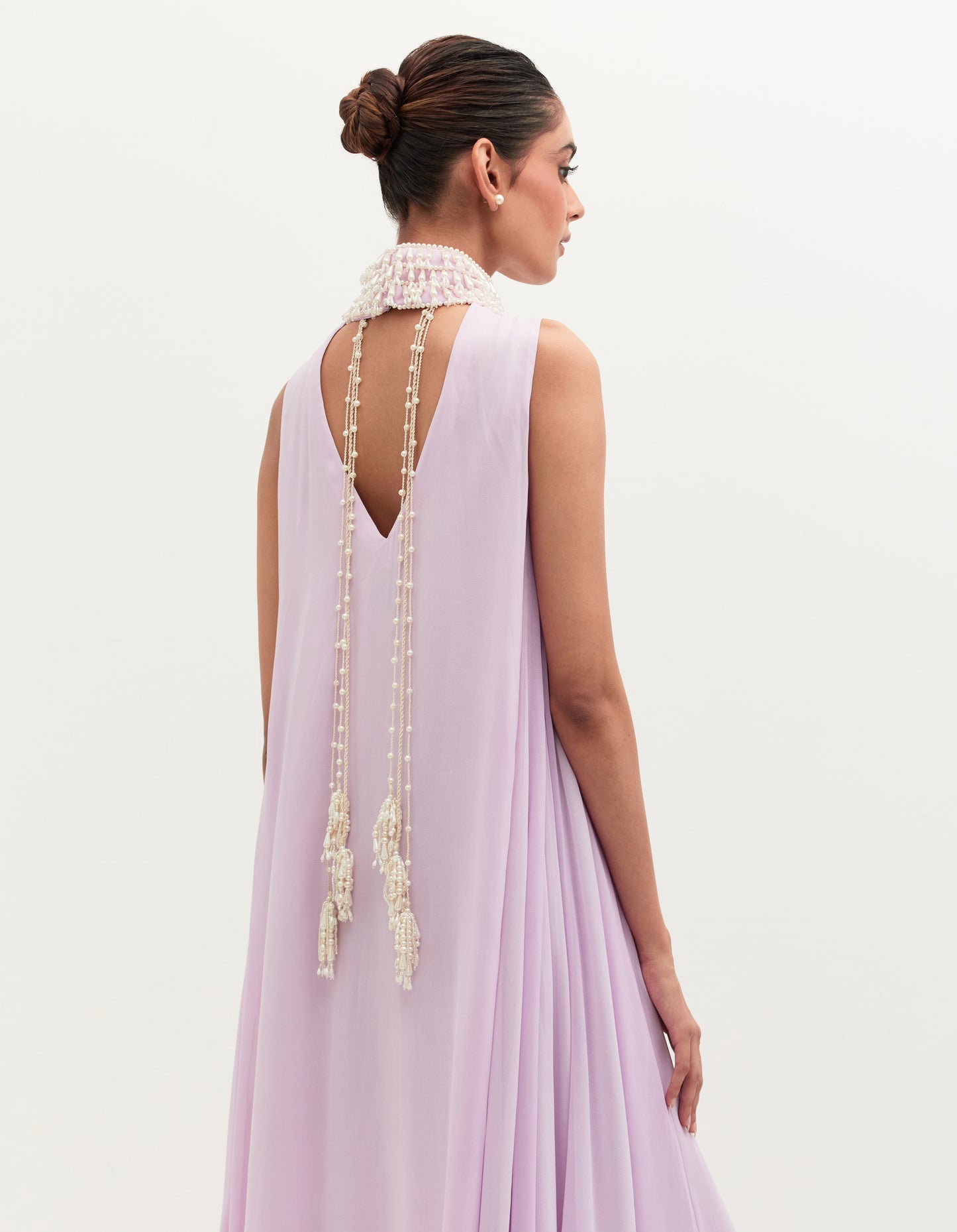 Lavender Georgette Embroidered Gown