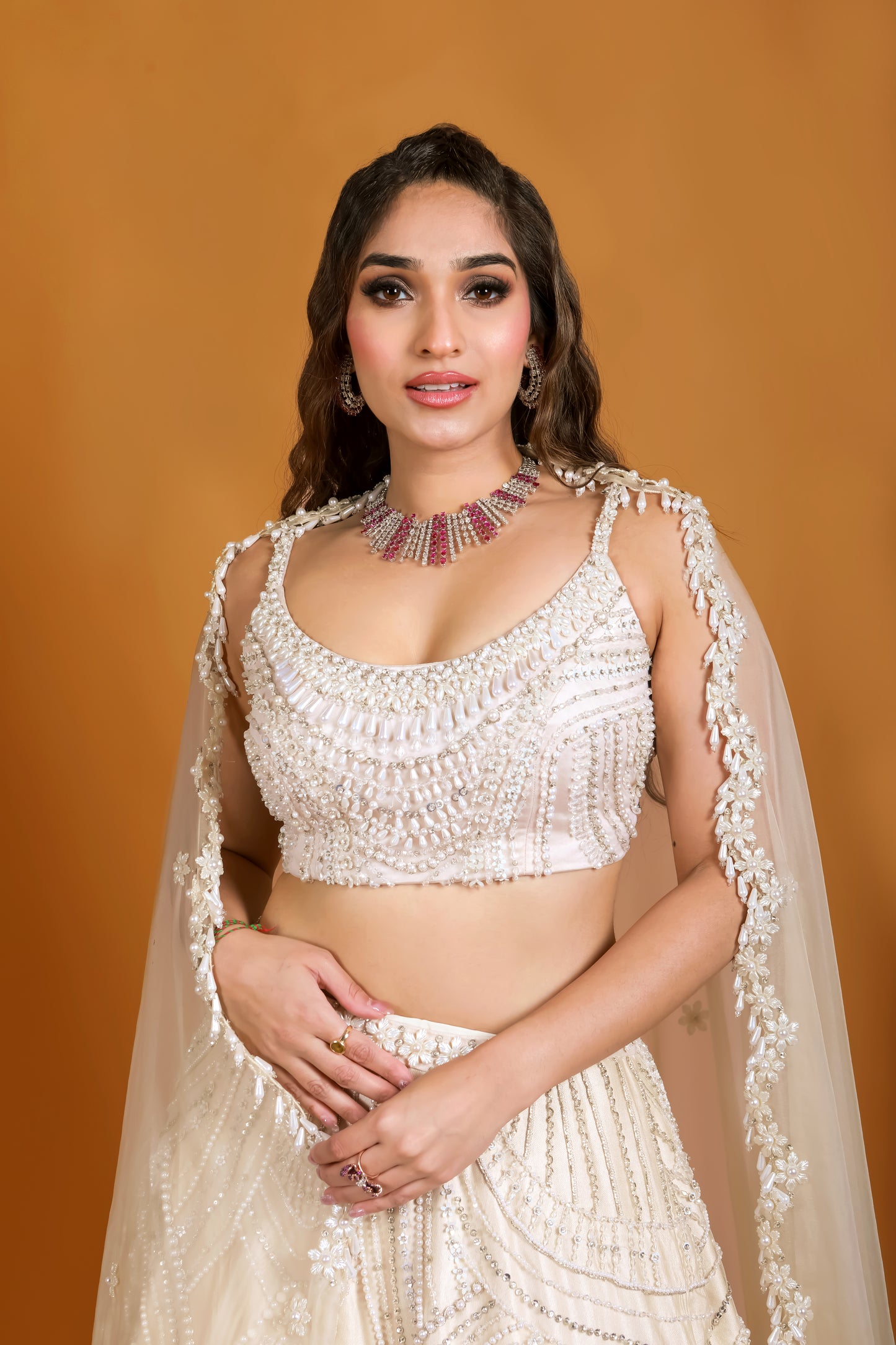 Off-White Embroidered Lehenga Set