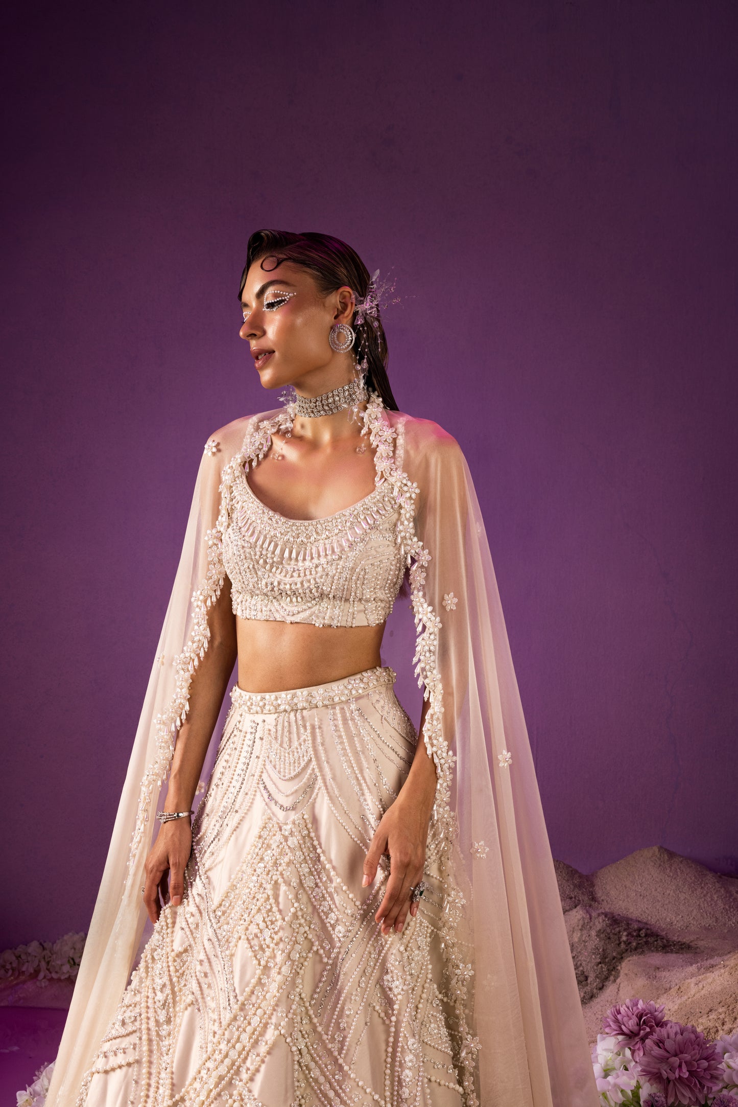 Off-White Embroidered Lehenga Set