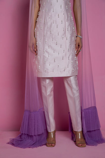 Powder Pink Pure Organza Kurta Set