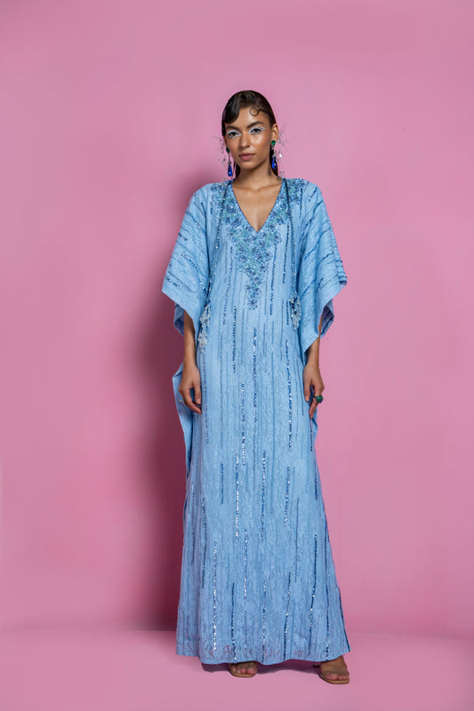 Powder Blue Chiffon Kaftan