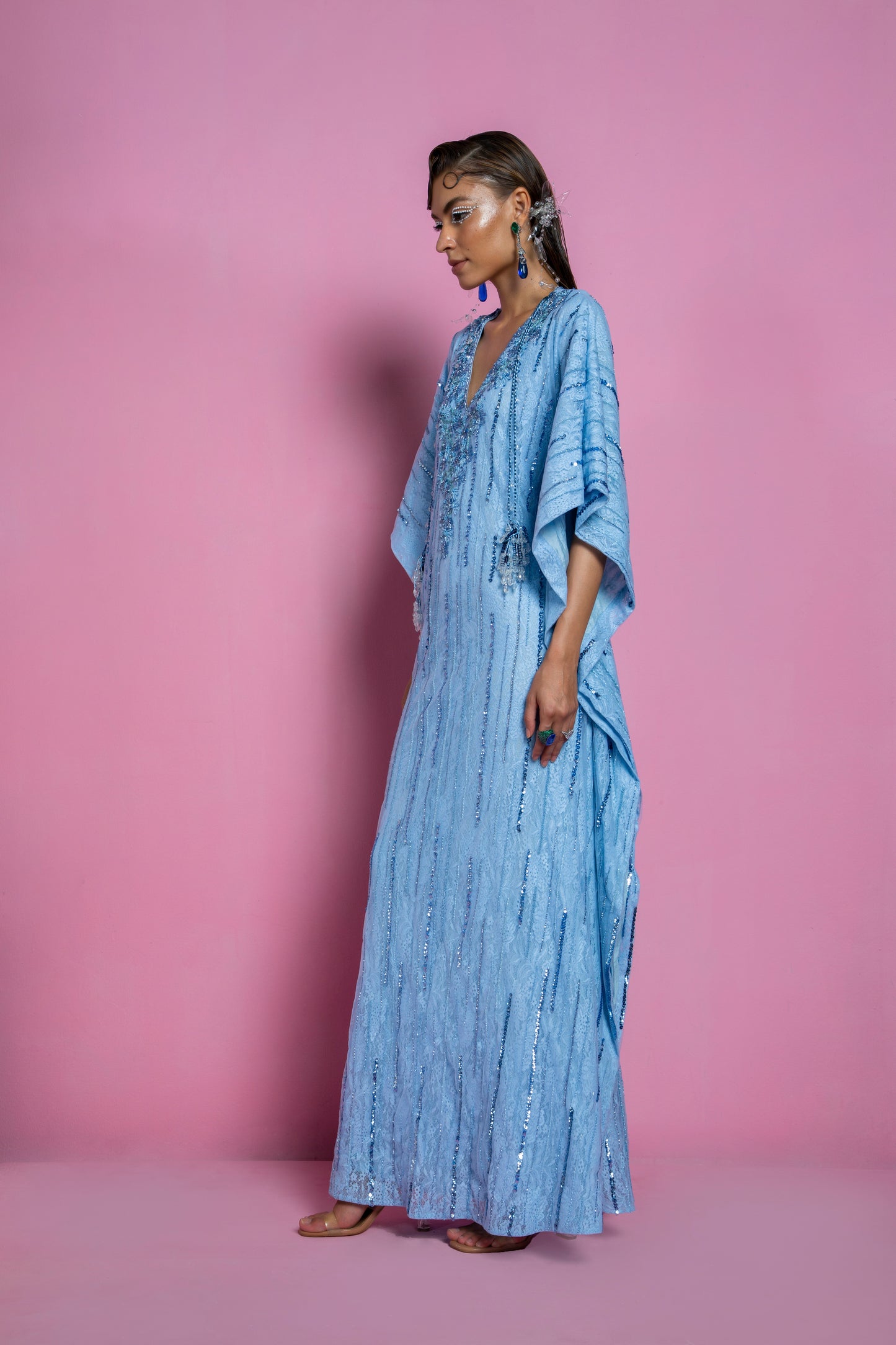 Powder Blue Chiffon Kaftan