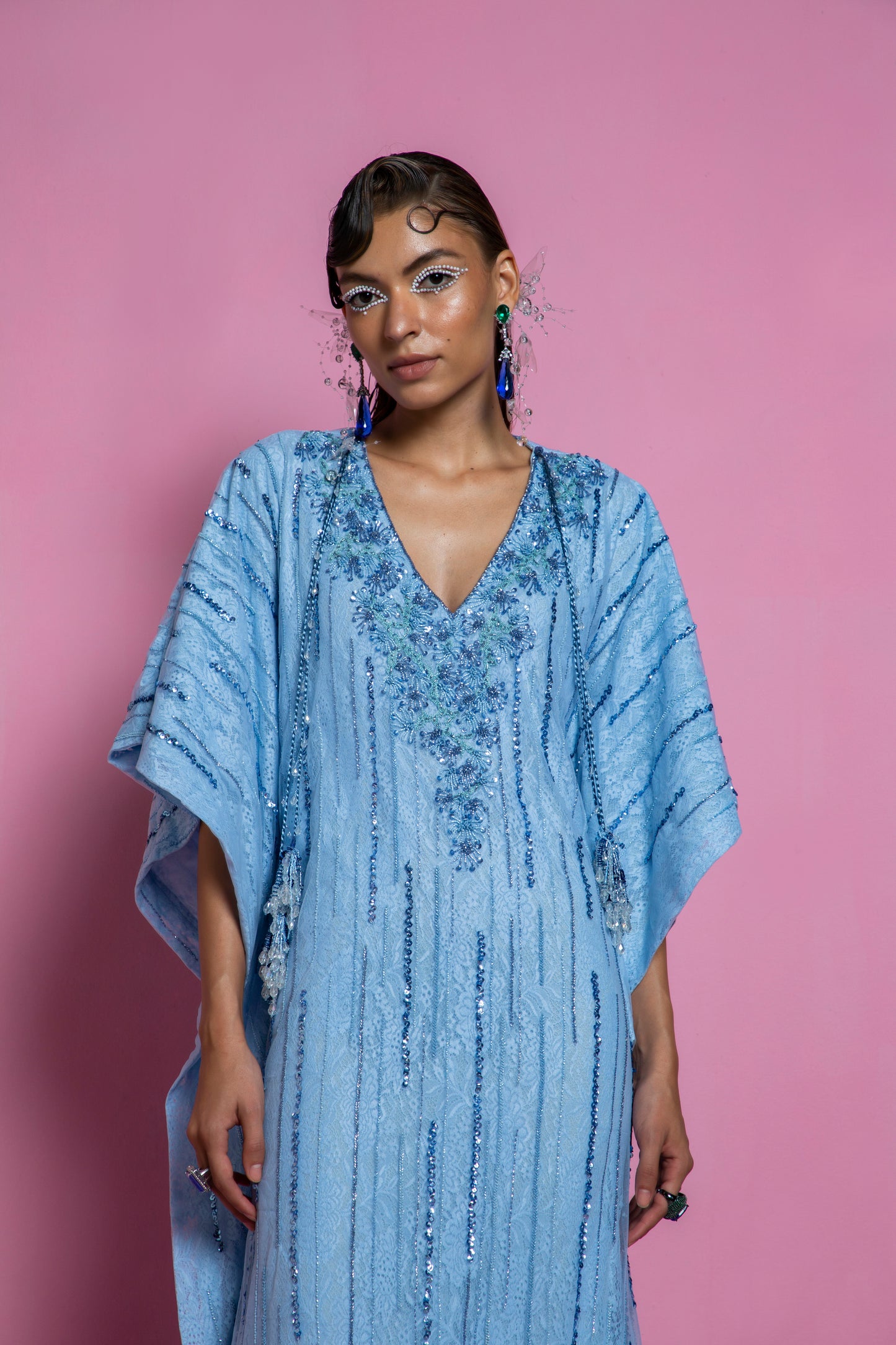 Powder Blue Chiffon Kaftan