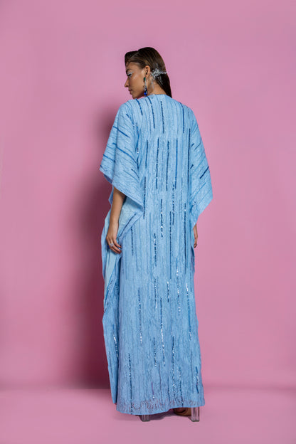 Powder Blue Chiffon Kaftan