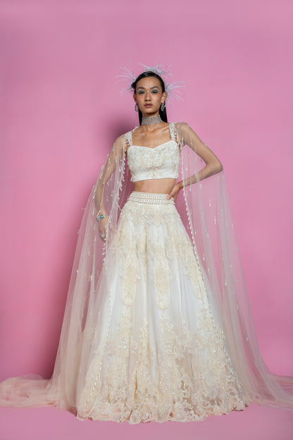 Ivory Embroidered Lehenga Set