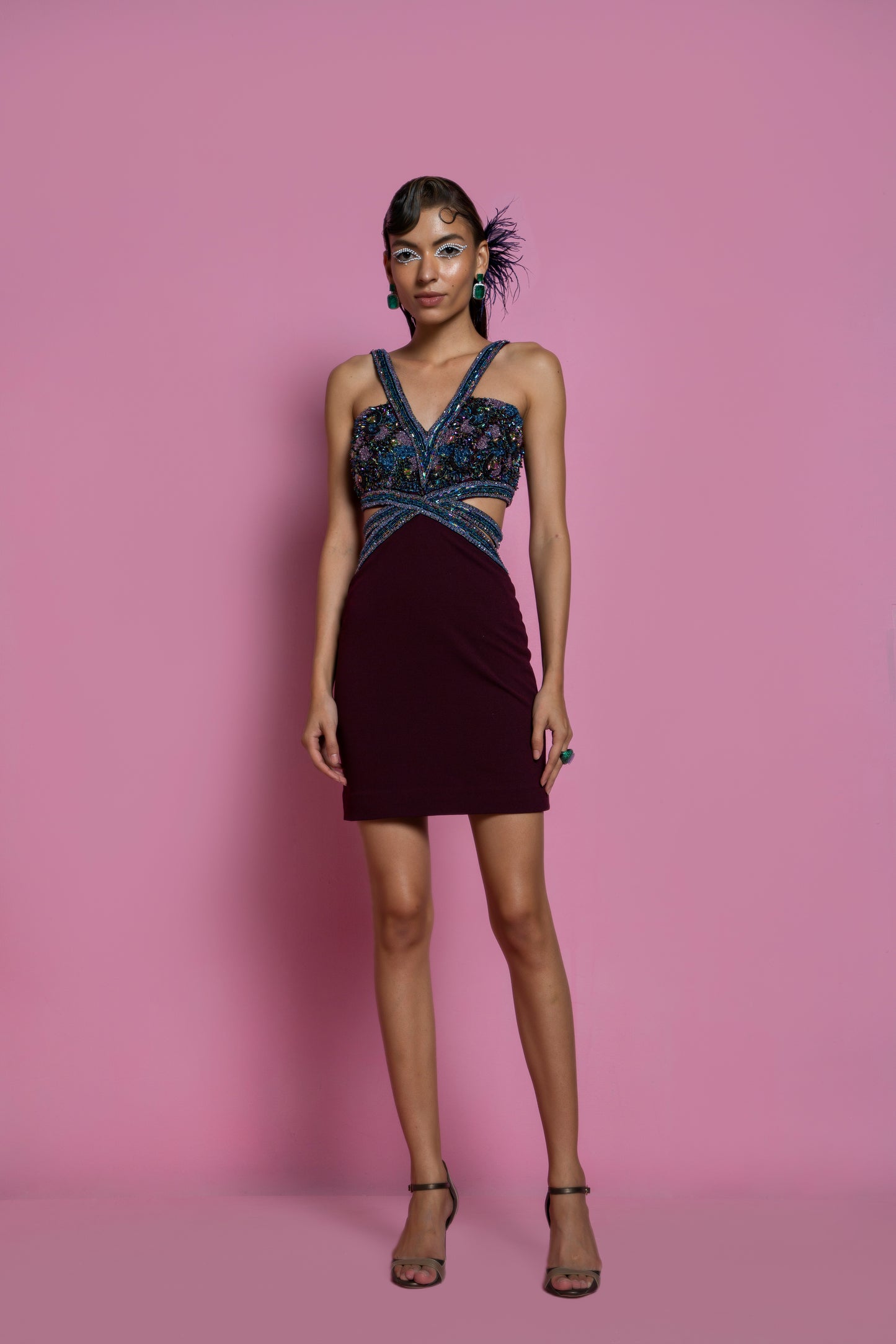 Wine Scuba Georgette Dress