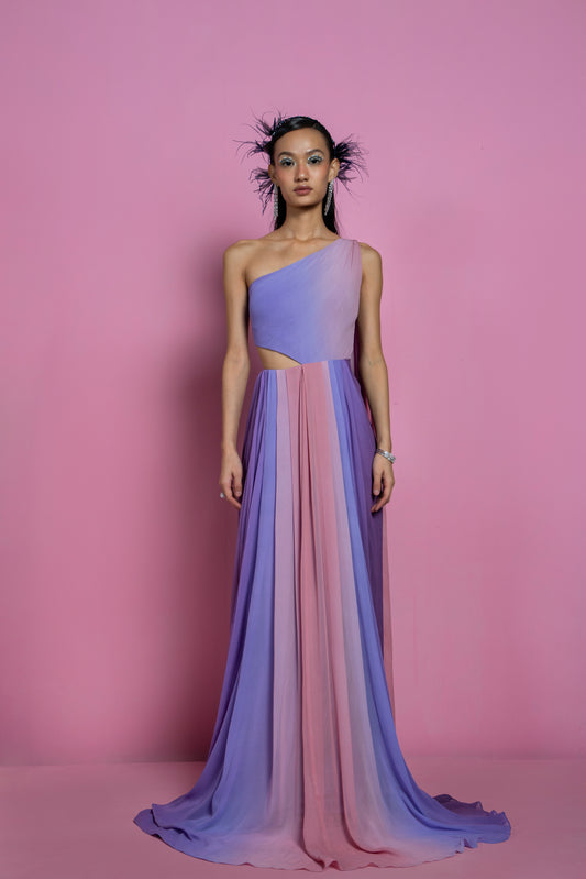 Pink & Lilac Georgette Shaded Gown